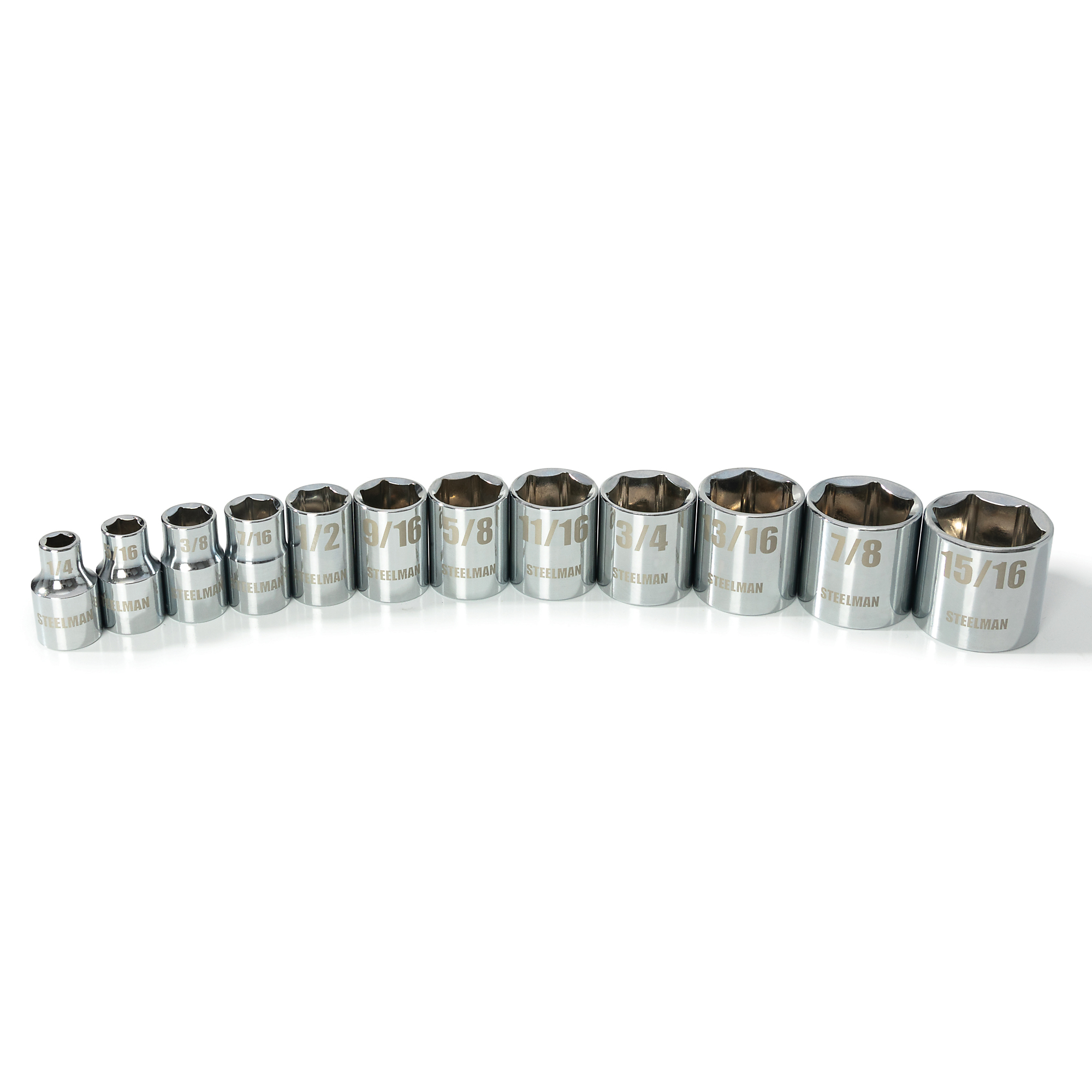 STEELMAN 12-Piece 3/8-Inch Drive SAE Shallow 6-Point Socket Set, Model# 78201